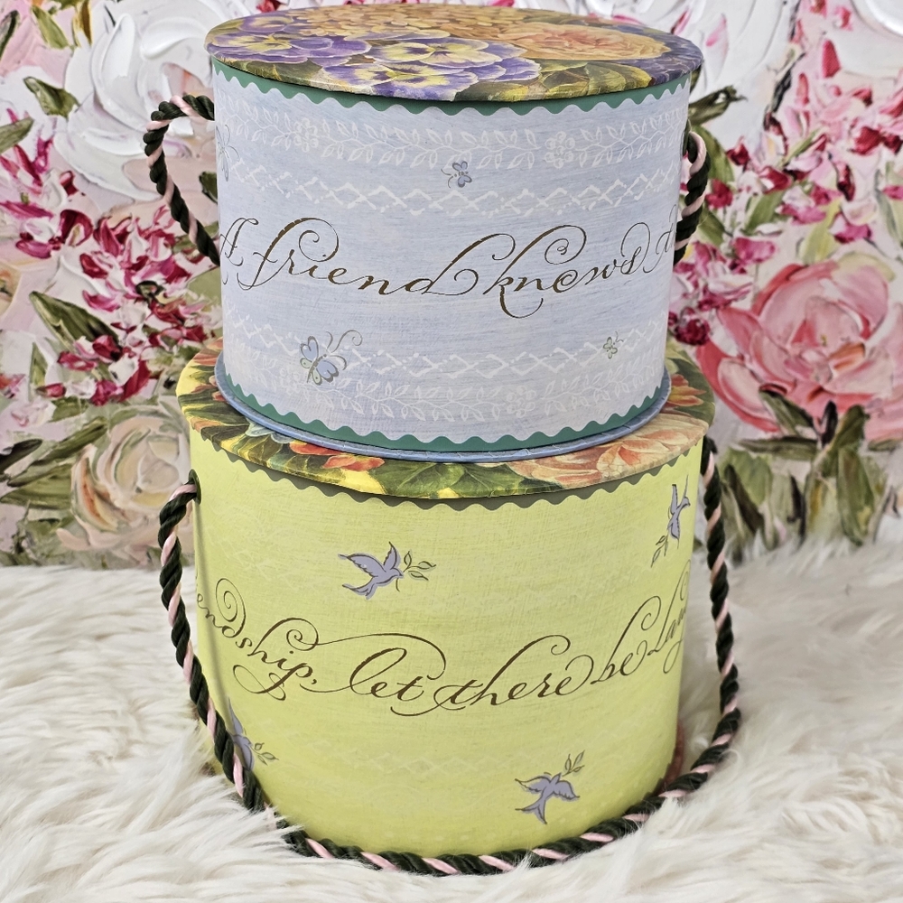 2 Vintage Flora Bella Friendship Stacking Boxes